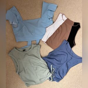 SHEIN Women's Crop Tops Set - Blue, Green, Brown